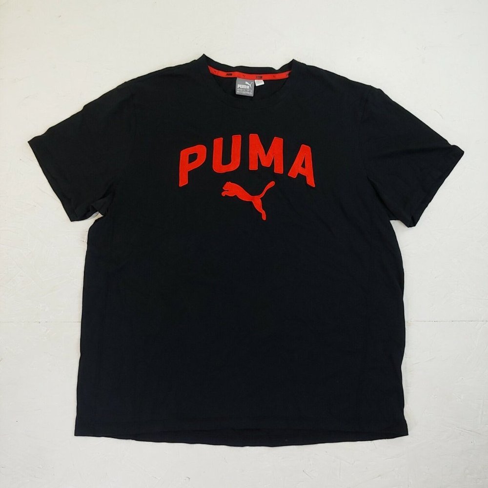 Puma t-shirt Black with red embroidered lettering Mens Sport shirt XL